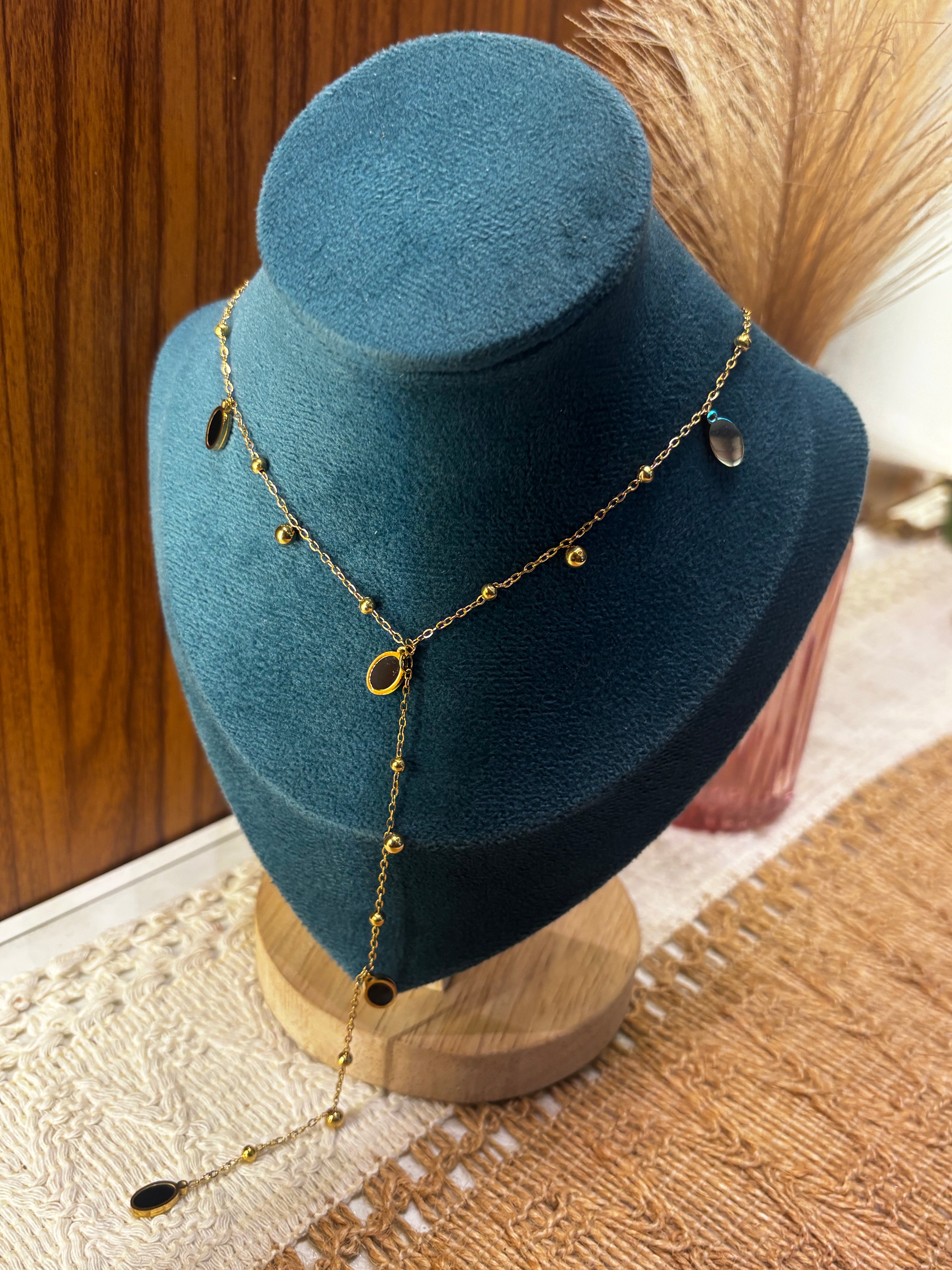 Dainty Midnight Onyx Y-Lariat Necklace