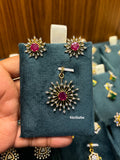 Elsa Frozen Diamond Replica Pendant Set - Ruby