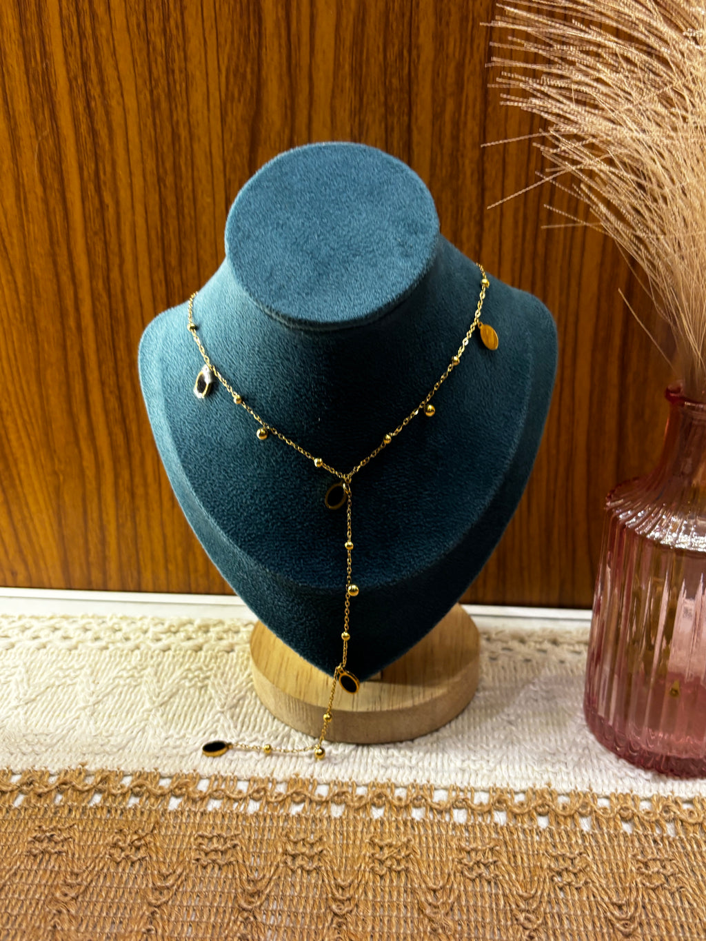 Dainty Midnight Onyx Y-Lariat Necklace