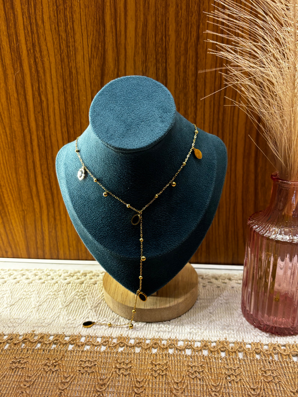 Dainty Midnight Onyx Y-Lariat Necklace
