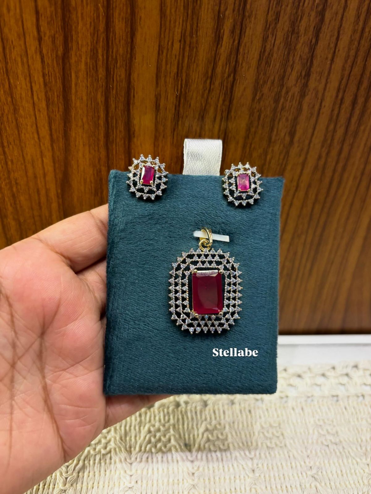Moana Ruby Diamond Replica Pendant Set | D5700