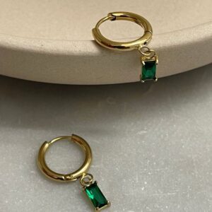 Emerald Hoop Earrings