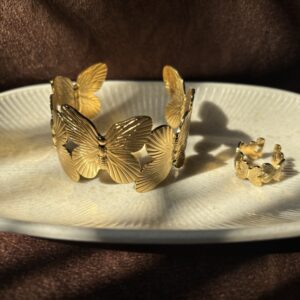Butterfly Cuff Bangle and Ring Set