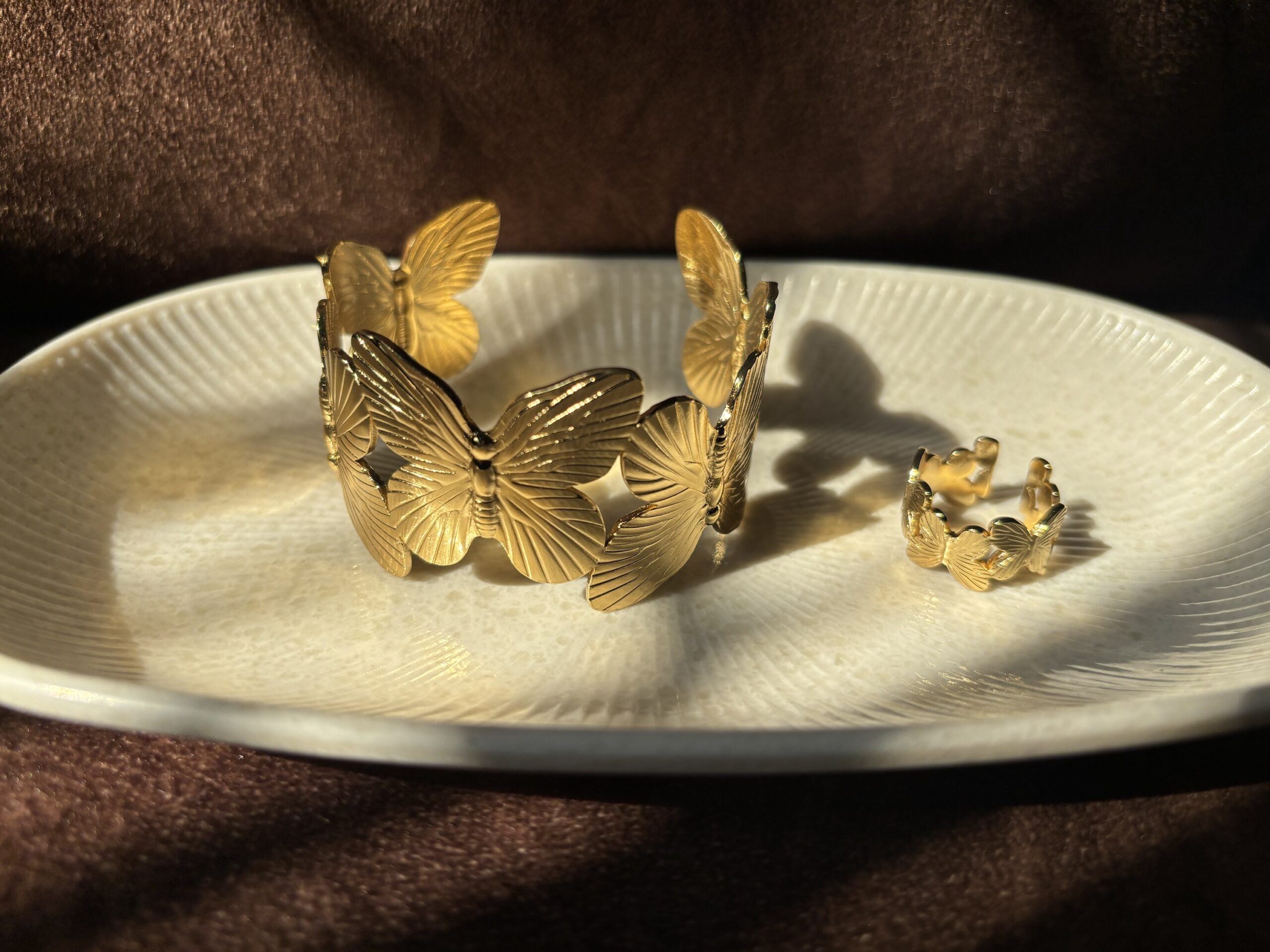 Butterfly Cuff Bangle and Ring Set