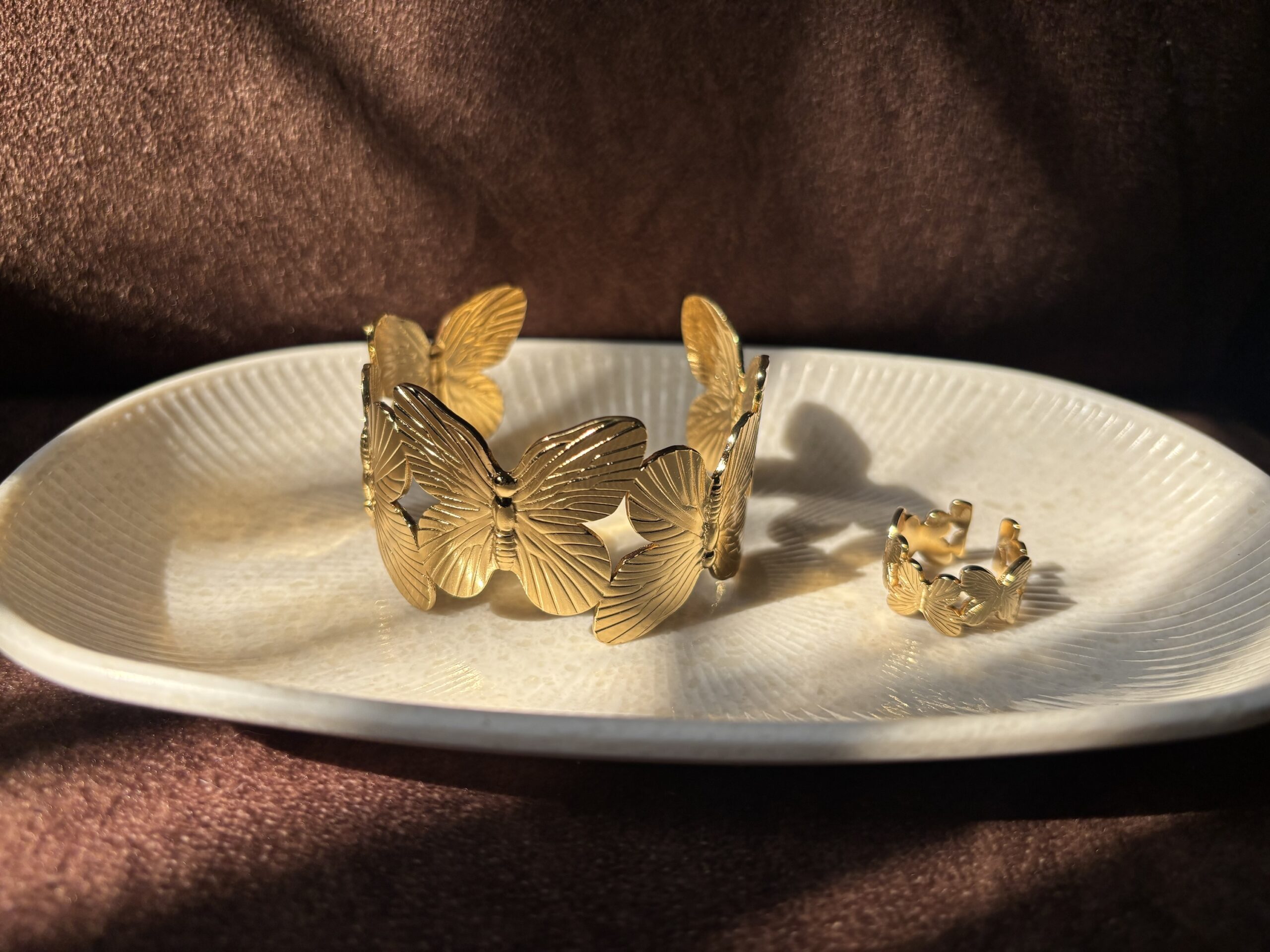 Butterfly Cuff Bangle and Ring Set - Image 2