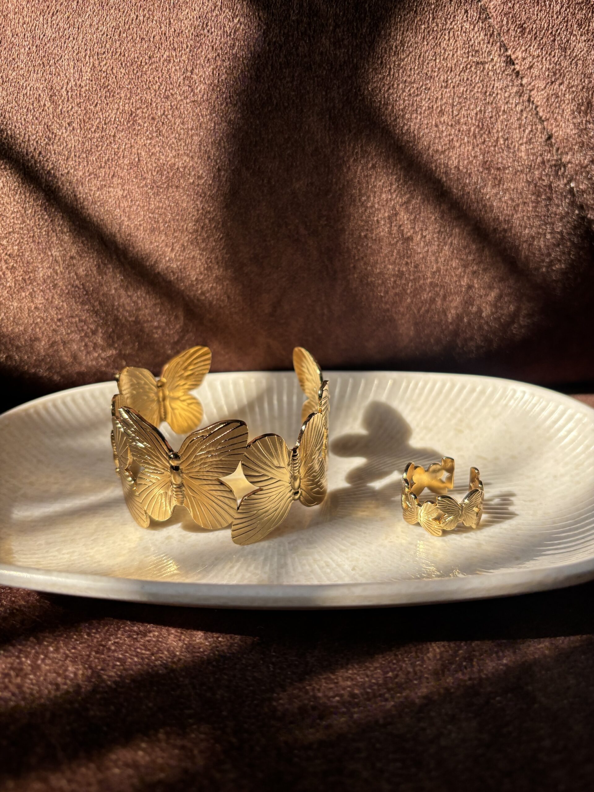 Butterfly Cuff Bangle and Ring Set - Image 3