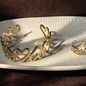 Heart Cuff Bangle and Ring Set