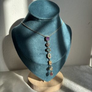 Premium Multi Stone Tassel Necklace